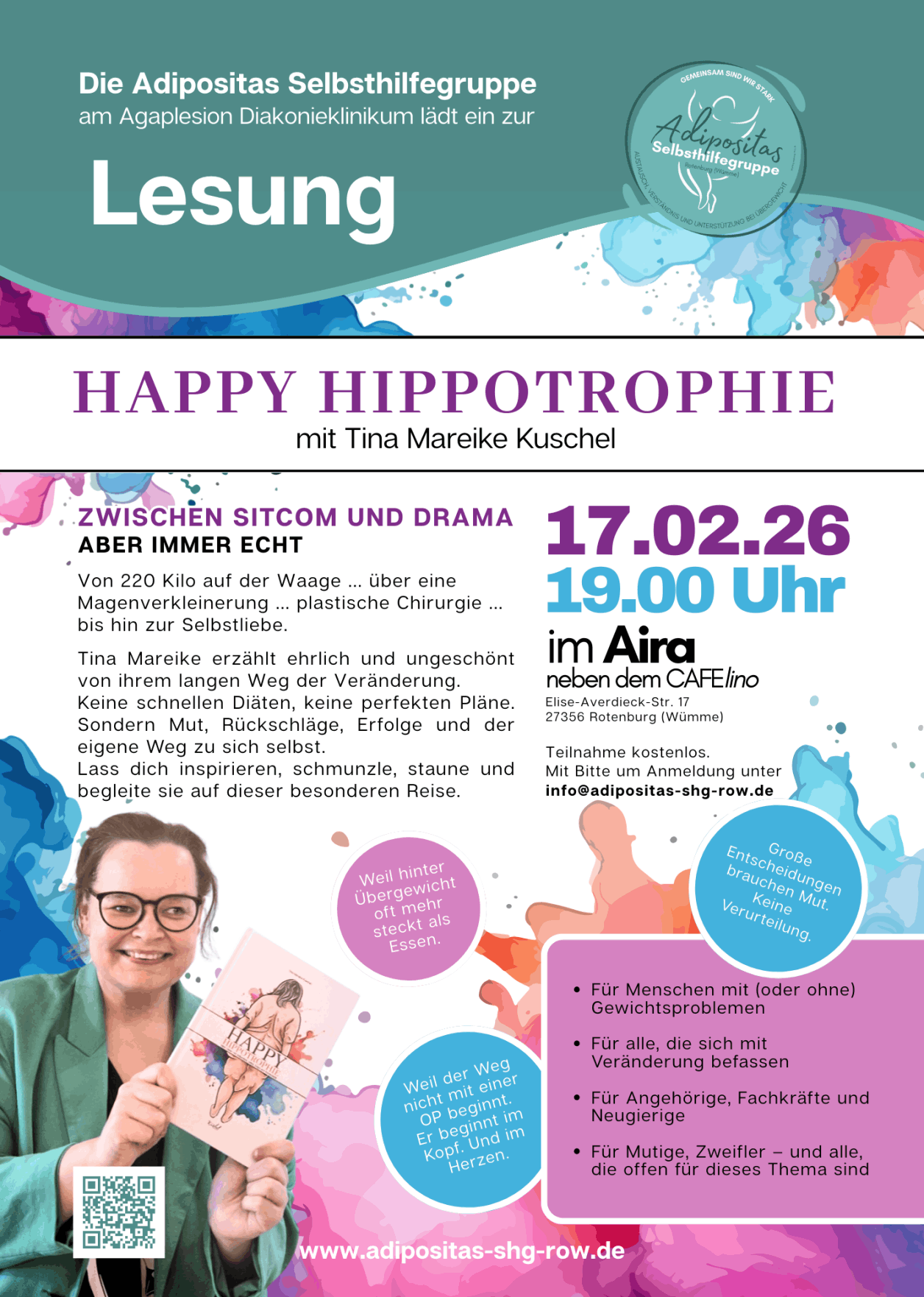 Lesung Tina Mareike Kuschel Happy Hippotrophie Rotenburg Wümme Agaplesion Diakonieklinikum